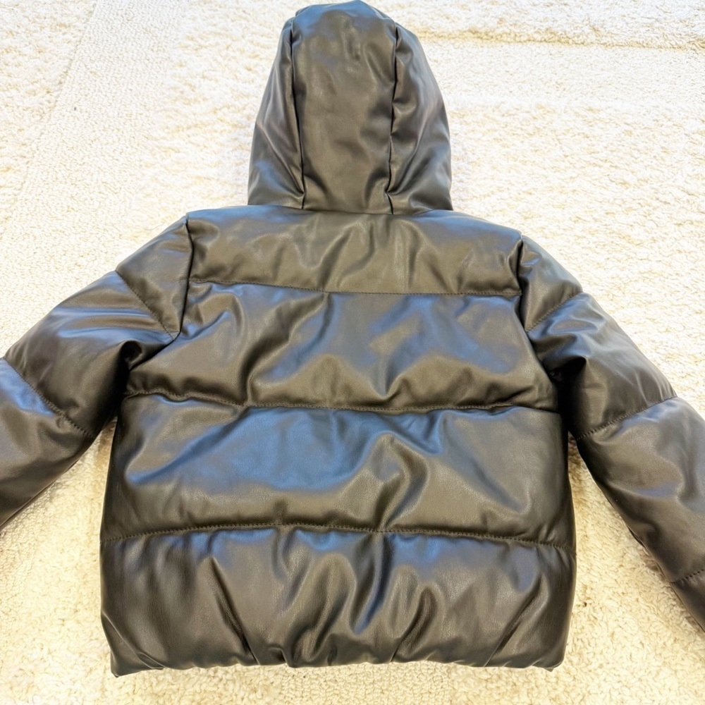 💋Zara faux leather Black Kids Puffer Jacket size 7 - Picture 6 of 8